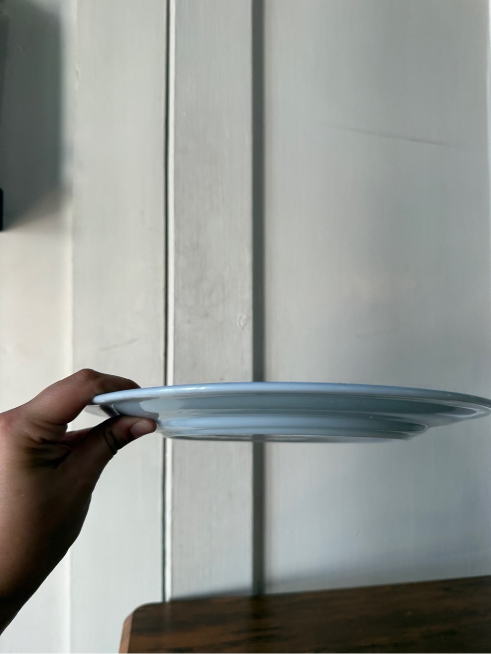Light Blue Ceramic Dinner Plate - Classic Ribbed Design - Picture 6 of 8
